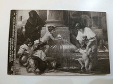 Cartolina D'epoca Viaggiata 1912 Giovani Italiani Alla Fontana