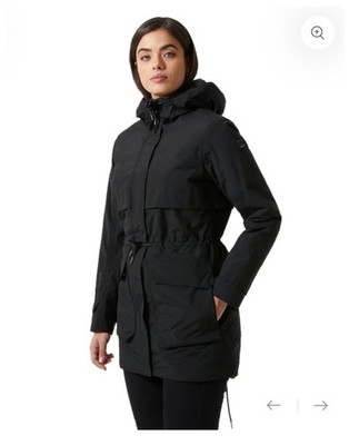 Helly Hansen Parka Womens Large Black Boyne Ins 2.0 Helly Tech Coat Jacket NWT