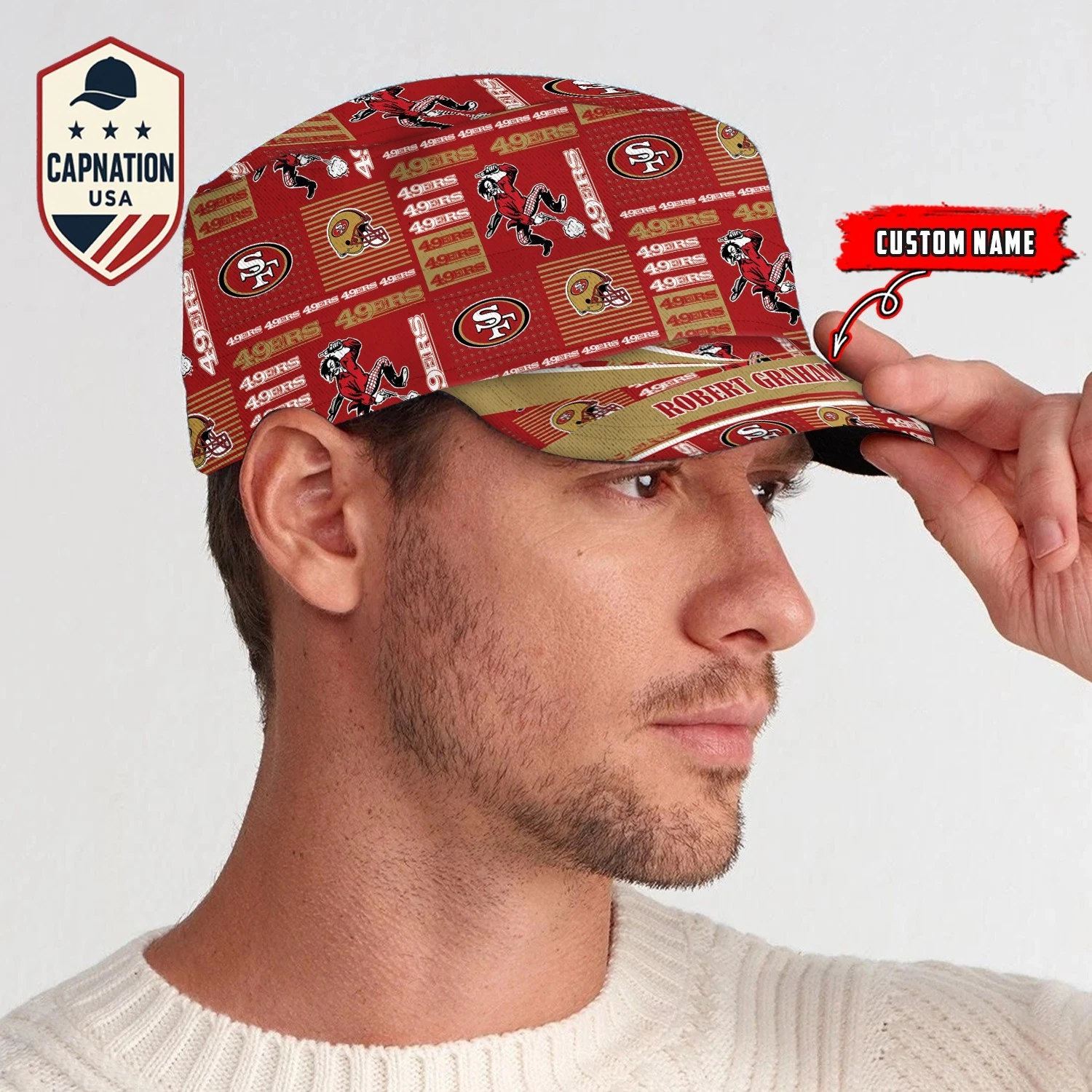 San-Francisco-49ers Custom Military Cap NF-L Flat Cap Baseball Cap Gift For Men