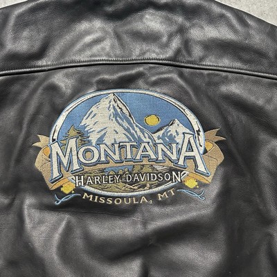 Vintage 90s Harley Davidson Black Leather Varsity Jacket Men's