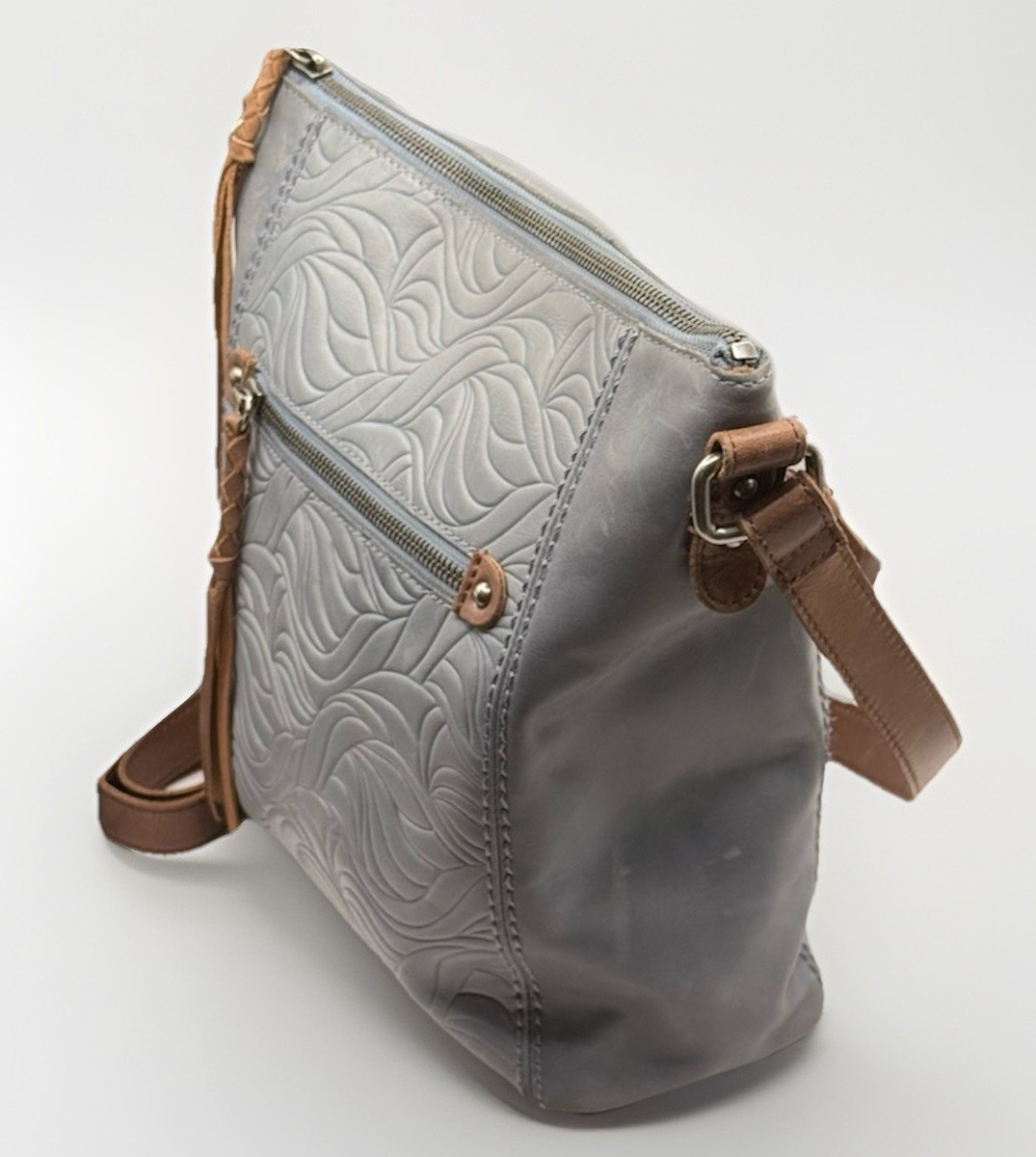 The Sak Ashland Maritime Wave Embossed Genuine Leather Crossbody