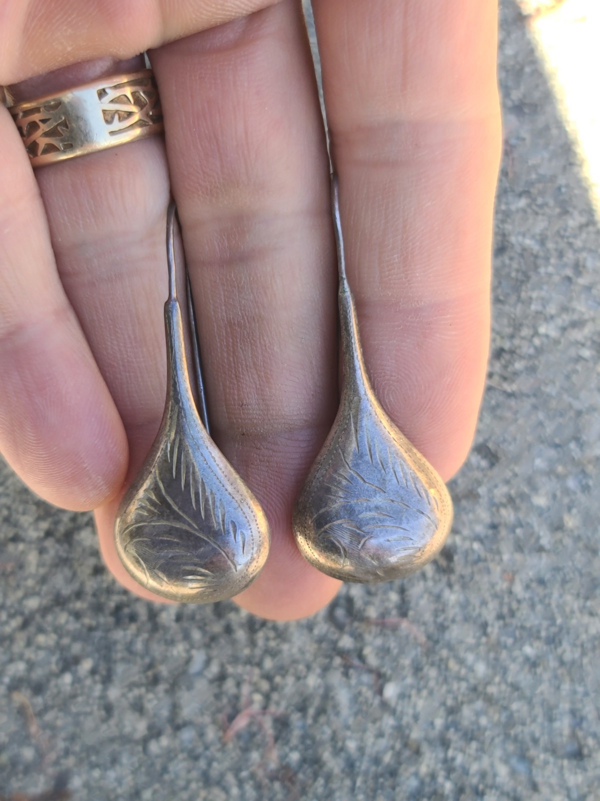 Vintage Sterling 925 Solid Silver Wired Drop Earr… - image 5