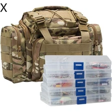 Dr.Fish Fishing Tackle Bag 5 Boxes with 60 Lures Included Stocked Tackle Box  X
