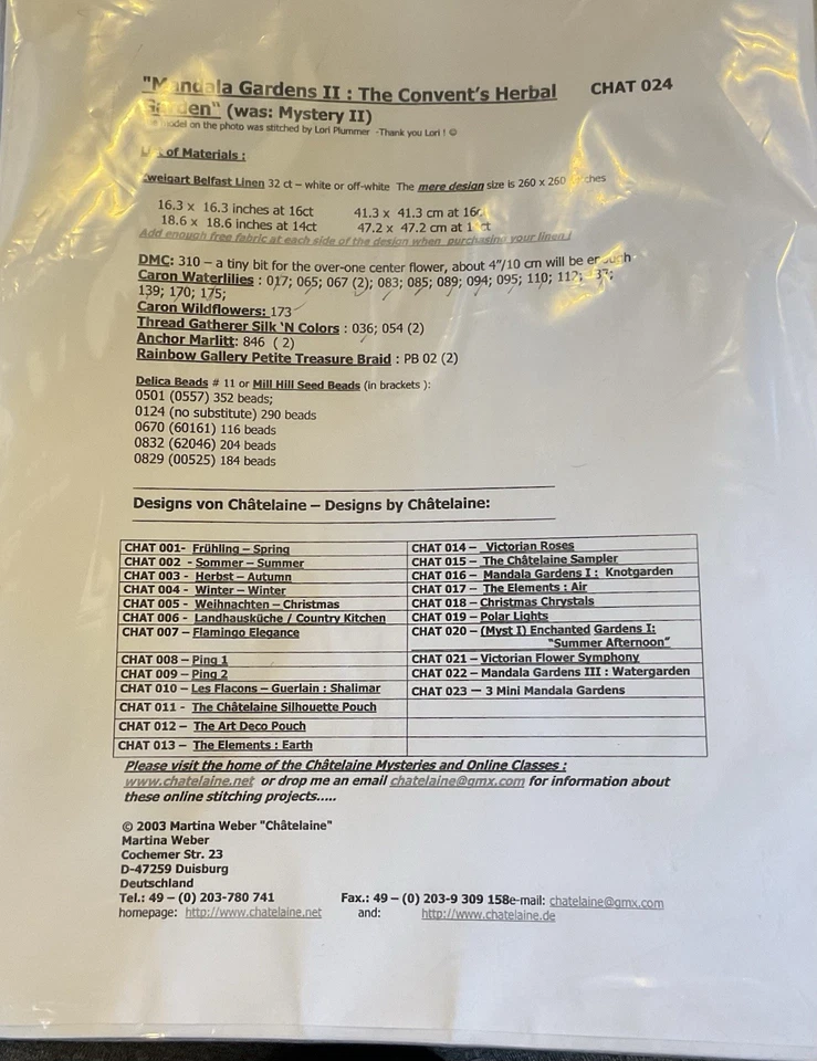 Chatelaine Mandala Gardens Egypt Garden Cross Stitch Pattern CHAT 024 - Image 3 of 3