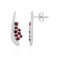 Cavill Silberohrringe Damen 1,08Ct Roter Spinell Rundschliff Platin