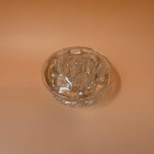 Vintage Clear Glass 11 Hole Flower Frog Round Floral Arranger 3.5 Inch