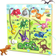 Magnetic Color and Number Maze, Montessori Busy Toys for 3 4 5 Year Old, Wooden