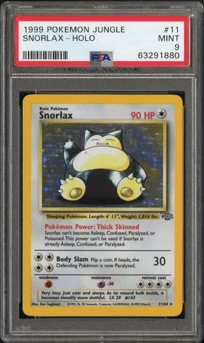 PSA 9 Snorlax #11 1999 Pokemon Jungle Holo