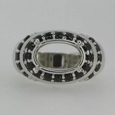 East-West Oval Shape 11x9MM Semi Mount 925 Sterling Silver Ring Double Halo Ring