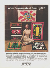 Aunt Lydia's Rug Yarn American Thread Punch Needle Rug Wall Art '73 Print Ad 326