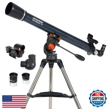 Celestron AstroMaster 70AZ Refractor Telescope w/ Coated Optics, Tripod & Softwa