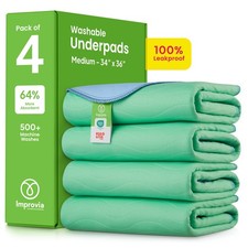 IMPROVIA  Washable Underpads, 34" x 36" Pack of 34"x36" 4 , Green