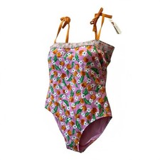 18W Draper James X Lands End Swim One Piece Pink Orange Blossoms Bandeau NWT