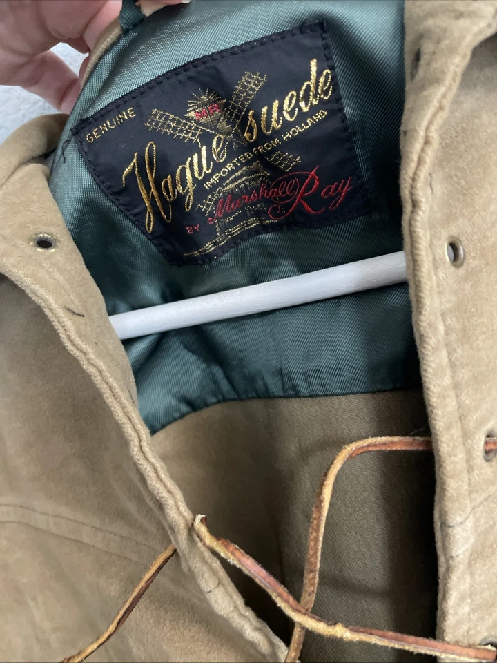 Camisa Con Cordones Años 50 Gamuza Tostada Rara Verdadera De Colección Talla Pequeña Informal Gamuza Haya Foto 3 de 4