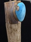 Wicked Old Pawn Sterling Turquoise Native American Deer Antler Tip Pendant — photo 7