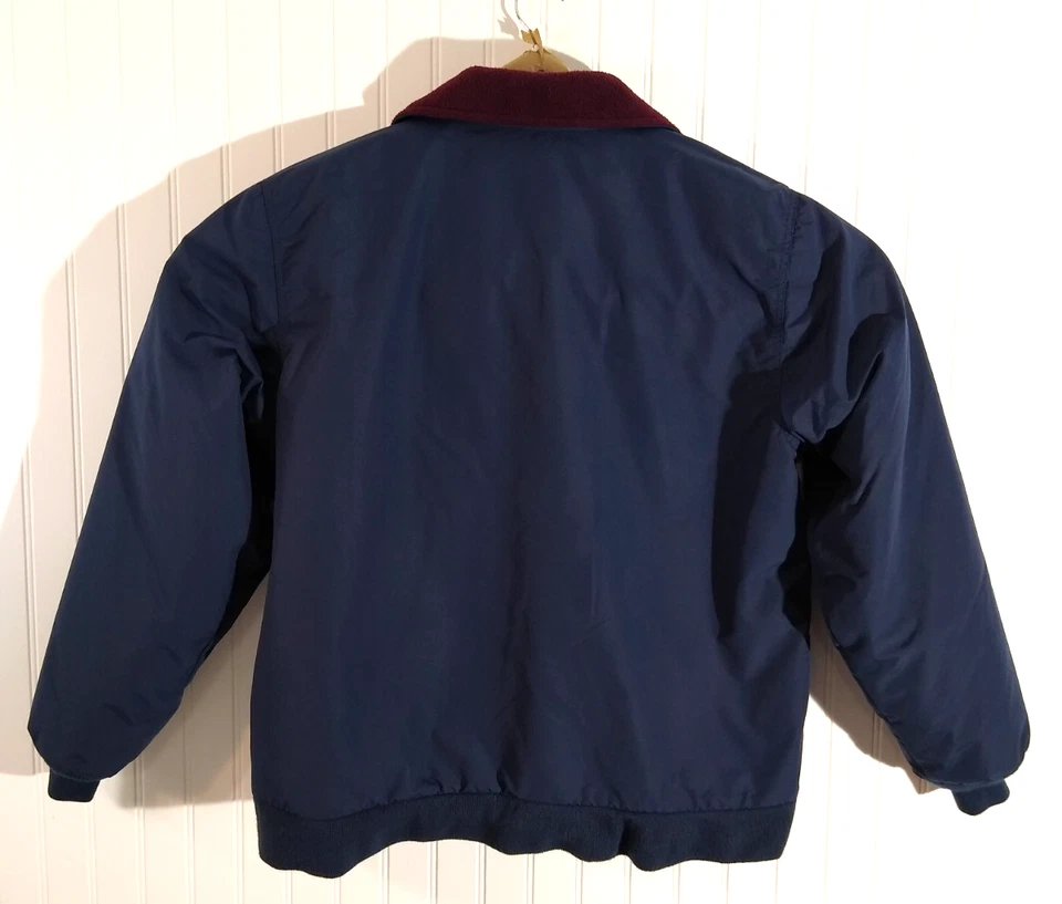 Vintage LL Bean Men's Fleece Lined Jacket, Size Medium, Dark Blue/Burgundy Color - Image 2 of 4