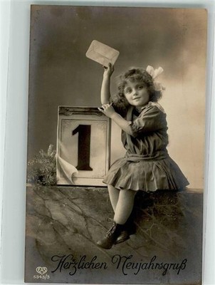 39688574 - Kind Maedchen Brief Kalender Verlag EAS 5343/3 Studiokulisse Neujahr
