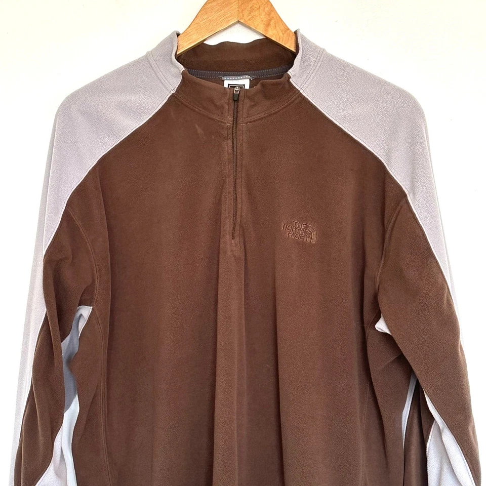 The North Face Pullover Fleece Men's XXL Brown Grey 1/4 Zip Long Sleeve Top - Image 3 of 4
