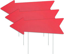 Red Arrow Signs with Stakes 16 x 5 Inches,This Way Directional Arrow Yard Signs,