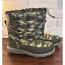 Lands End Kids Camo Snow Boots Green Camouflage Insulated Winter 7M Outdoor Boys