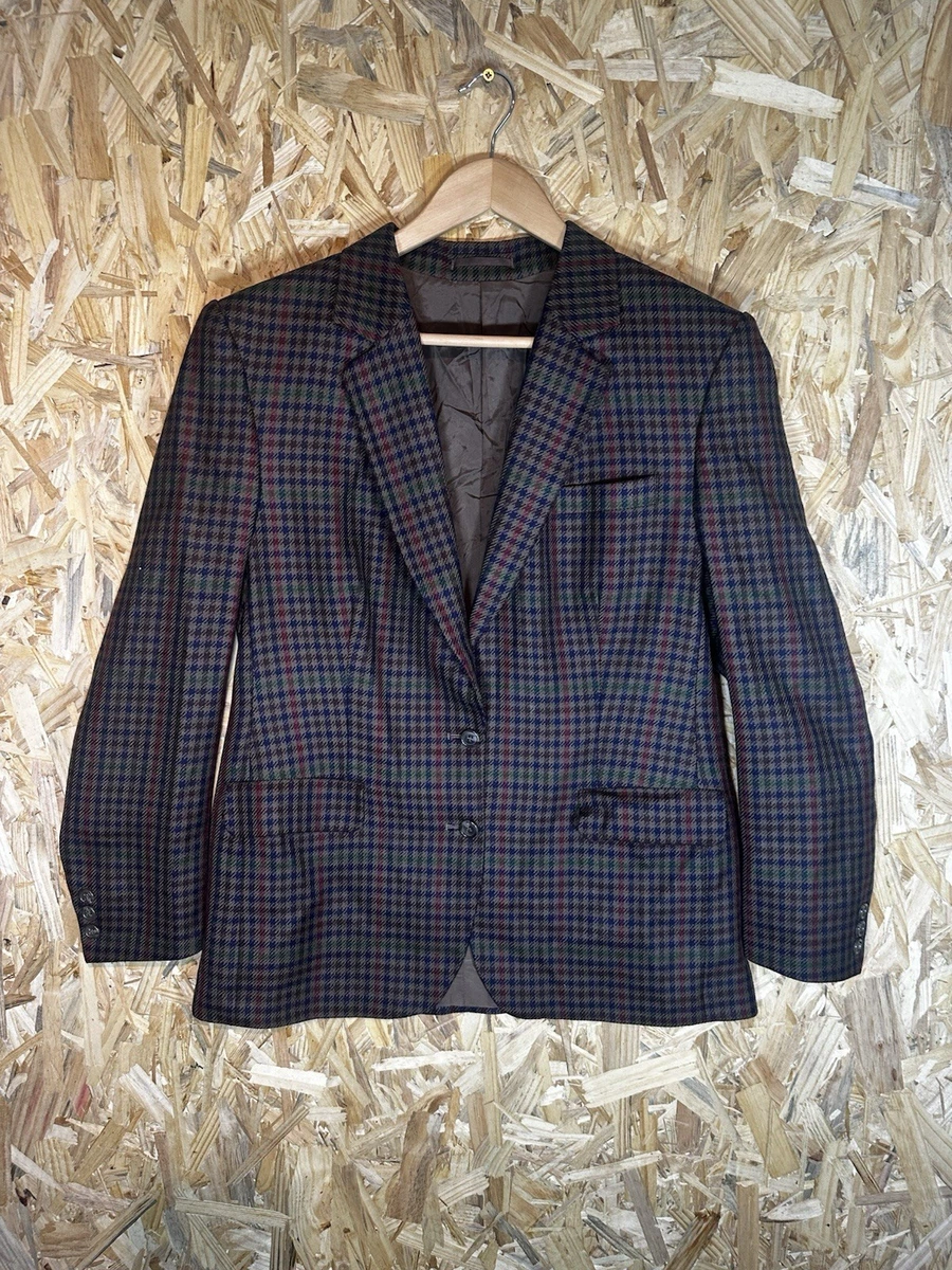 Blazer de lana vintage Burberrys para damas a cuadros forrado marrón talla 14R dos almohadillas inferiores