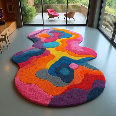 #ad Designer Rug Irregular Rug Wool area Rugs Living Room Rug Tufted A74 $369.11