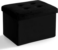 Storage Ottoman Folding Foot Stool Velvet Foot Rest with Padded Modern Ottoman w