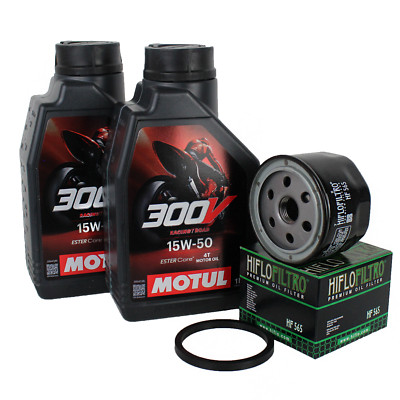 Motul 15W50 300V + Ölfilter Hiflo HF565 für Aprilia Motorrad Ölwechselset