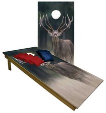 CORNHOLE BEANBAG TOSS GAME Wild Brown Deer w Bags Game Boards Digital Set