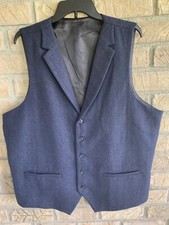 VOBOOM Men's Slim Fit Herringbone Tweed Vest Premium Wool Blend Waistcoat Xxxl