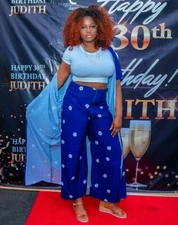 Women Kimono Set Pant Blue