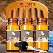 Hand Crafted Caveman® 3 Scents Virgin Beard Oil beard conditioner + FREE Comb