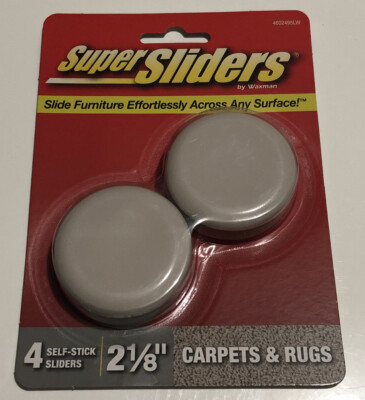 Super Sliders 4 PCS SELF-STICK FURNITURE SLIDERS 2-1/8  for CARPETED SURFACES