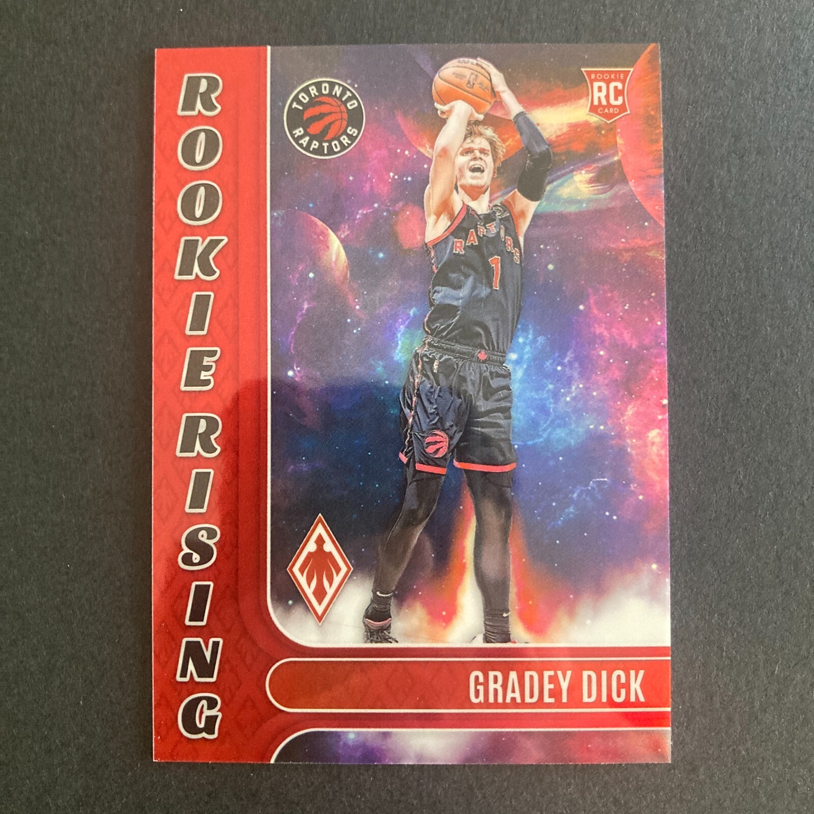 Gradey Dick 2023-24 Phoenix Rookie Rising RC SP Red /125 Insert Card #3 Raptors