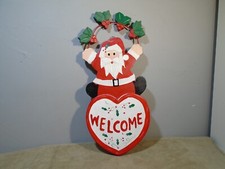 1996 HAND PAINTED  WELCOME  WOODEN SANTA 11  WALL DOOR HANGING XML501B 