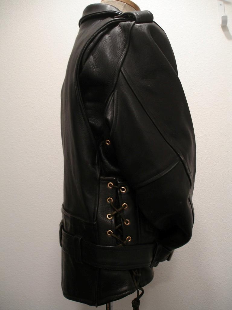 Men's M sz 42 Black Leather Motorcycle Biker Racing Jacket
