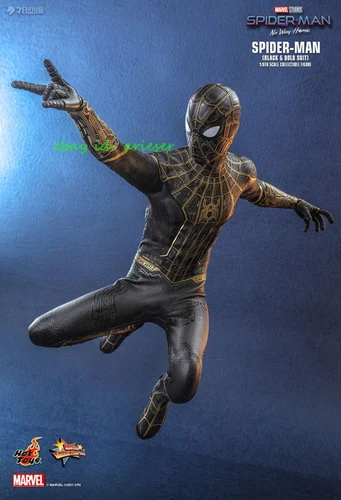 Hot Toys 1/6 Mms604 Spider-Man Traje Negro y Dorado Spider-Man: No Way Home Versión Normal