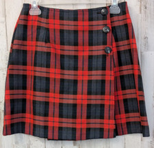 VTG Red Tartan Plaid Wrap Skirt Junior 11 Lined Clueless Prep Holiday Academia