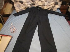 VTG UNMARKED DARK BLUE MECHANIC COVERALLS SZ 44 USA USED STAINED