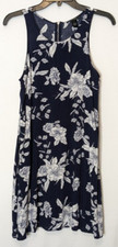 Women's SAM & JESS; Navy Blue Floral, Sleeveless A-Line Midi Tank Dress; Size S