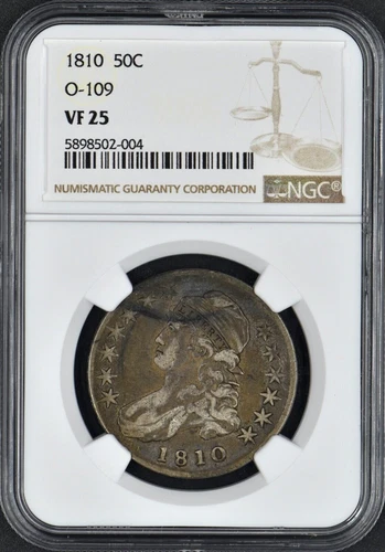 1810 50C O-109 VF25 NGC Remodeled Portrait and Eagle Rotated Reverse Coingiants