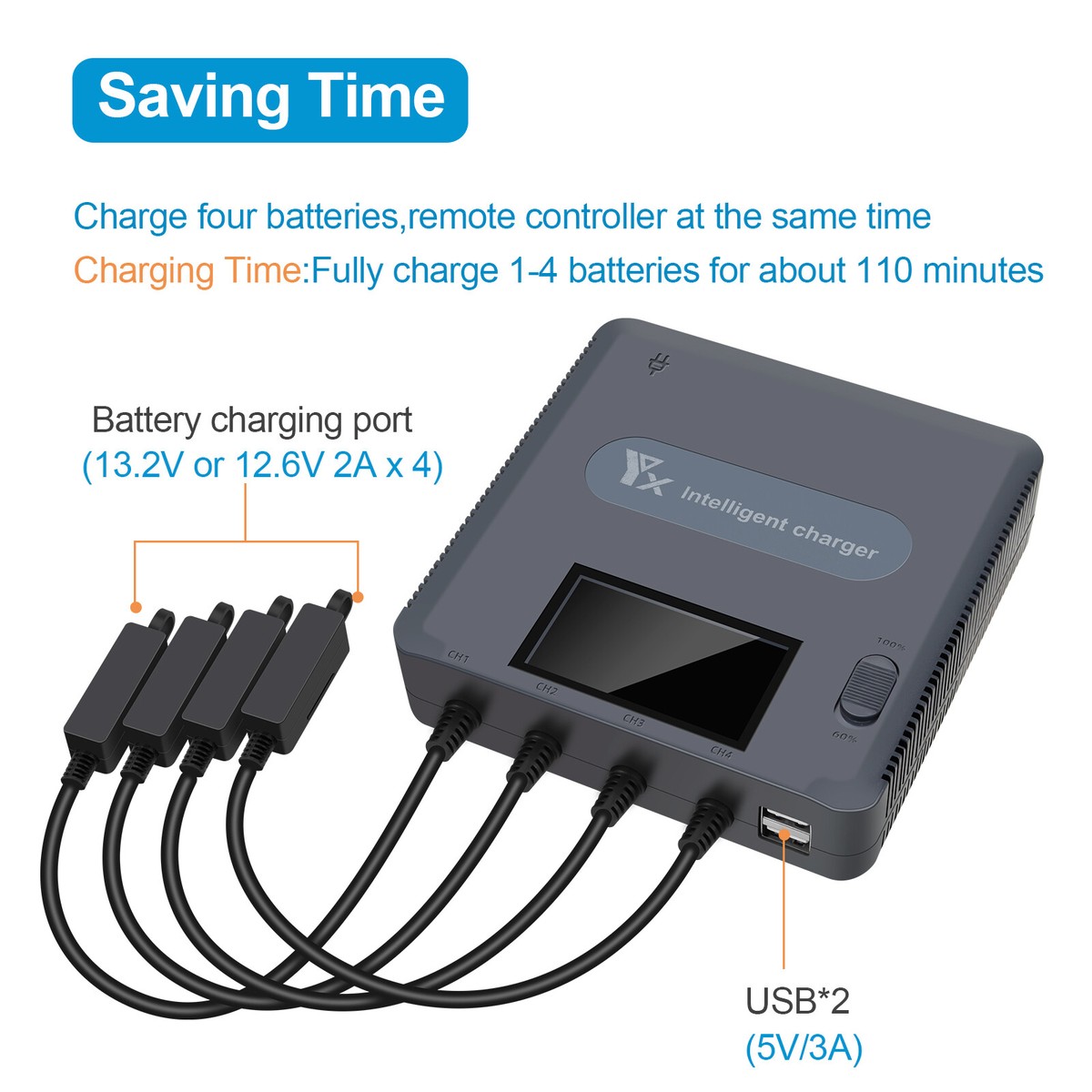 Multi Battery Charger Intelligent Charging Adapter for DJI Mavic