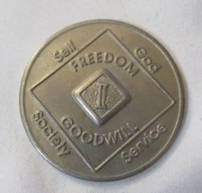 (c)1991 WSO - Narcotics Anonymous 2 Year Silver Toned Coin Token Chip II
