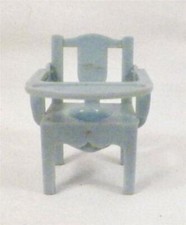 Vintage Potty Chair Dollhouse Miniature Furniture Blue Hard Plastic 1950s