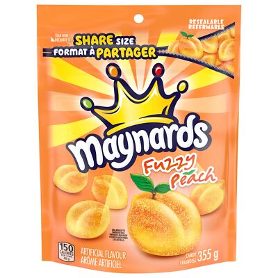 Maynards Fuzzy Peach Fruit Chews 12.5 Ounce Real Fruit Juice Treats