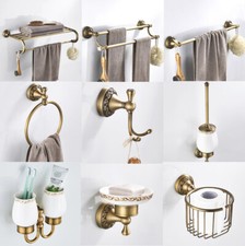 Wall Mounted Antique Brass Bathroom Accessory Set Towel Rack Toilet Roll Holder