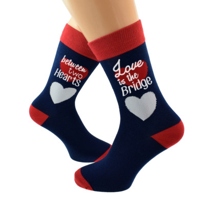 Love is the Bridge Between Two Hearts Design Cotton Rich Unisex Socken X6S242-011