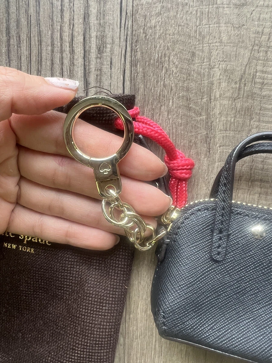 Kate Spade Mini Bag Charm Coin Purse Key Fob Black Golden