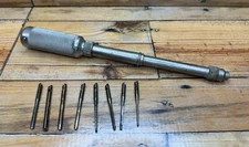 Vintage Witherby No. 7352 Push Drill w/ 8 Bits