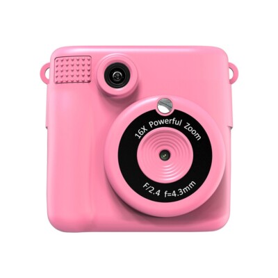 Premium Polaroid Kinderkamera, Thermodruck, Sofort aufnehmen und drucken (Pink)